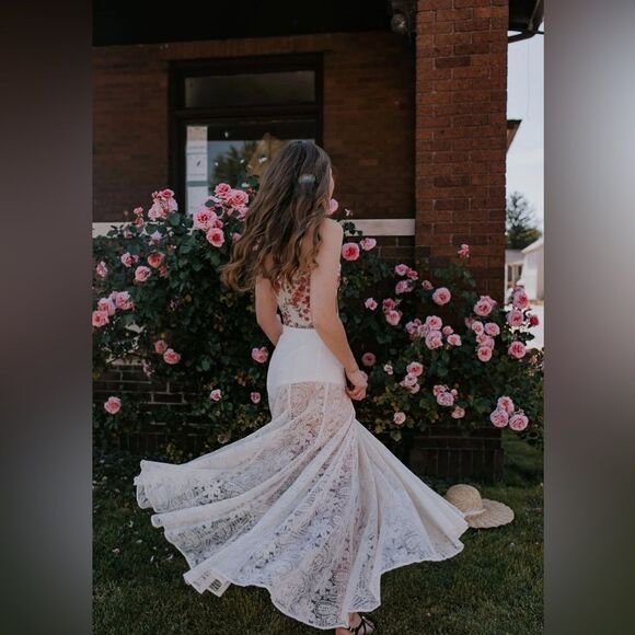 Free People Beat of the Moment Maxi Skirt - Ivory - 4 - NWT - Picture 1 of 5